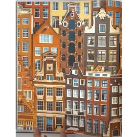 Adawall 23115-3 Roka Serisi Kahverengi Modern Amsterdam Evleri Desen Duvar Kağıdı