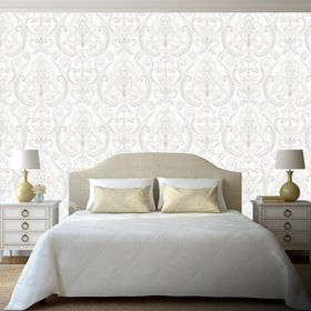 Adawall 9901-1 Tropicano Beyaz Damask Desen Duvar Kağıdı