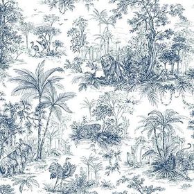 Adawall 9909-2 Tropicano Mavi Ağaç Desenli Tropikal Duvar Kağıdı