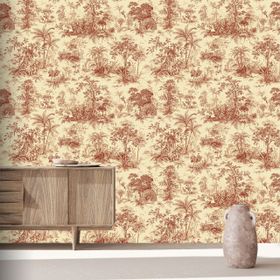 Adawall 9909-4 Tropicano Kırmızı Ağaç Desenli Tropikal Duvar Kağıdı