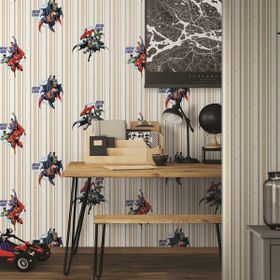 Adawall AA-8928-1 Ada Kids Çizgili Yıldızlı Çocuk Odası 10.60 m² Duvar Kağıdı