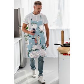 Adawall AP109 Blue - White Rose Mutfak Önlüğü
