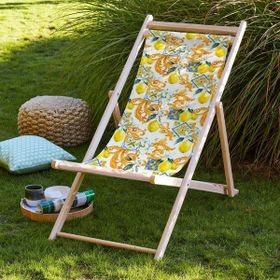 Adawall Limonlu Katlanabilir Fırınlanmış Gürgen Ağacı Süet Kumaş Şezlong