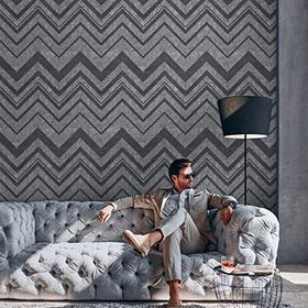 Adawall Octagon 1207-5 Koyu Gri Zigzag Dokulu Duvar Kağıdı