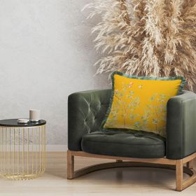 Adawall Sarı Çiçek Tasarımlı Dekoratif Kırlent