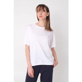 Addax P0730J6J7Y4 Kısa Kollu Oversize Basic Beyaz Kadın T-shirt