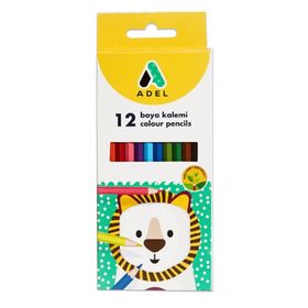 Adel 10 Adet 12 Renk Tam Boy Renkli Kuru Boya Kalemi
