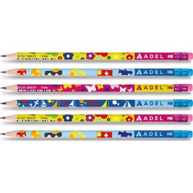 Adel 6 Adet Kids Desenli Silgili HB Kurşun Kalem