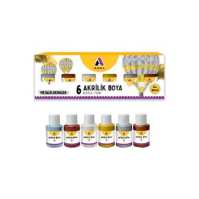 Adel 6x25 ml Metalik Renkler Akrilik Boya