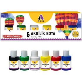 Adel 6x25 ml Metalik Renkler Akrilik Boya