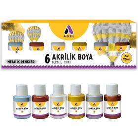 Adel 6x25 ml Metalik Renkler Akrilik Boya