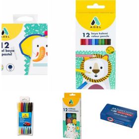 Adel - Artline - Faber Castell 30 Renk Fosforlu Kalem Seti + Inn Boyanabilir Kalemlik Hediyeli