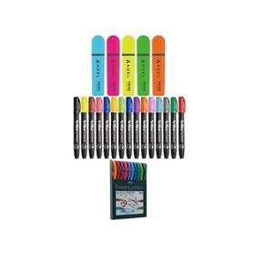 Adel - Artline - Faber Castell 30 Renk Fosforlu Kalem Seti + Inn Boyanabilir Kalemlik Hediyeli