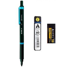 Adel Blackline Siyah-Mavi 0.7+Adel 0,7 Uç 60'lı+Silgi Metal Gövdeli Versatil Kalem