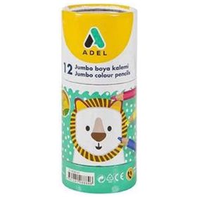 Adel Jumbo Metal Tüp Yarım Boy 12 Renk Boya Kalemi