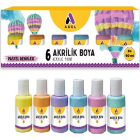 Adel Pastel Renkler 6 Renk 60 ml Akrilik Boya
