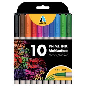 Adel Prime Ink Multisurface 10'lu Klasik Renk Markör Kalem