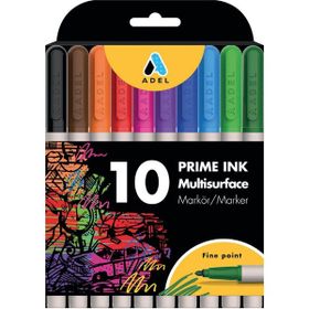 Adel Prime Ink Multisurface 10'lu Klasik Renk Markör Kalem