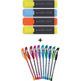 Adel ve Faber Castell 14 Renk Fosforlu ve Tükenmez Kalem Seti