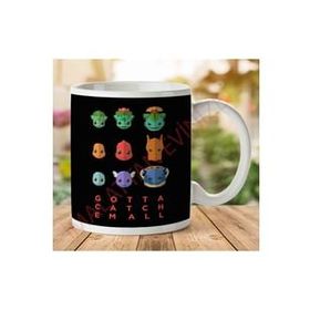Adell 1-1735 Pokemon Gotta Catch Em All Flat Face Baskılı Seramik Kupa Bardak