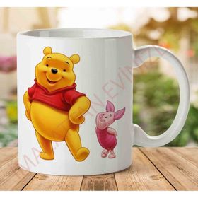 Adell A2588 Sevimli Ayı Winnie Çizgi Film Baskılı Seramik Kupa Bardak