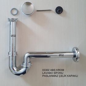 Adell Abs Paslanmaz Çelik Kapaklı Krom Lavabo Sifonu