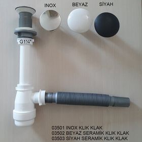 Adell Mini Gövdeli Beyaz Seramik Basmalı Lavabo Sifonu