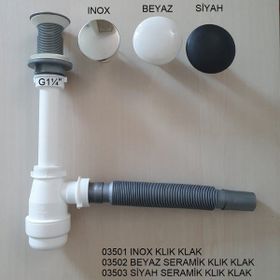 Adell Mini Gövdeli Beyaz Seramik Basmalı Lavabo Sifonu