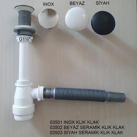 Adell Mini Gövdeli Inox Basmalı Lavabo Sifonu