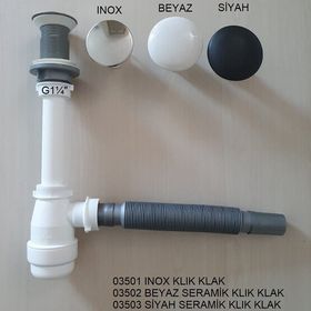 Adell Mini Gövdeli Siyah Seramik Basmalı Lavabo Sifonu