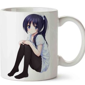 Adell Oturan Anime Kız Karakter Baskılı Kupa Bardak