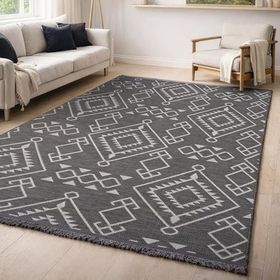Aden AND01 Anadol Şönil Antrasit Makinede Yıkanabilir Kaymaz Tabanlı 100x100 cm Salon Halısı