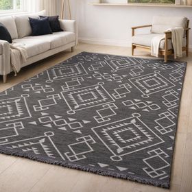 Aden AND01 Anadol Şönil Antrasit Makinede Yıkanabilir Kaymaz Tabanlı 80x200 cm Salon Halısı