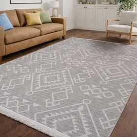 Aden AND01 Anadol Şönil Gri Makinede Yıkanabilir Kaymaz Tabanlı 80x80 cm Salon Halısı
