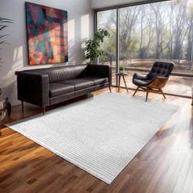 Aden Leona 1 Beyaz Makinada Yıkanabilir Şönil Dokuma 100x100 cm Halı