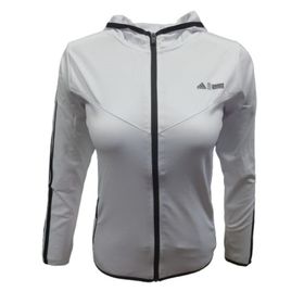 Adidas A0778 Beyaz Kadın Dalgıç Kolu Şeritli Tam Fermuarlı Sweatshirt