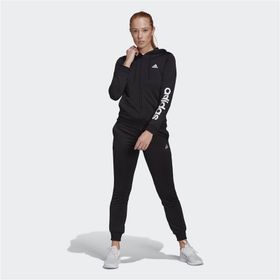 Adidas Essentials Logo French Terry Tracksuit Siyah Kadın Eşofman Takımı