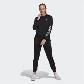 Adidas Essentials Logo French Terry Tracksuit Siyah Kadın Eşofman Takımı