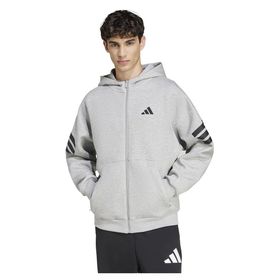 Adidas Future Icons 3 Stripes Gri Full Zip Erkek Sweatshirt