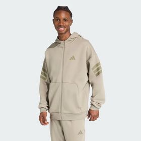 Adidas Future Icons 3 Stripes Kapüşonlu Gri Full Zip Erkek Sweatshirt