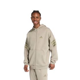 Adidas Future Icons 3 Stripes Kapüşonlu Gri Full Zip Erkek Sweatshirt