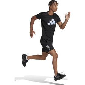 Adidas HR3243 Run Icons 3 Bar Bisiklet Yaka Düz Siyah Erkek T-Shirt