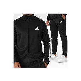 Adidas JC5375 Sportswear Basic 3-Stripes French Terry Siyah Günlük Stil Erkek Eşofman Takımı