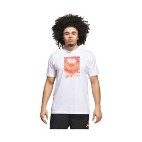 Adidas JV8433 Beyaz Basketball Is Happiness Grafik Basklı Erkek T-Shirt