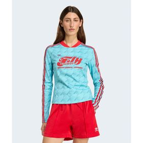 Adidas JW0271-001 Graphic Football Allover Print Bodycon Long Sleeve Jersey Mavi Kadın Forma