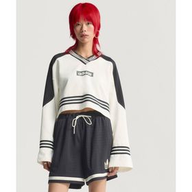 Adidas JX7597-001 Beyaz Blocking Crewneck Kadın Sweatshirt