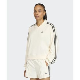 Adidas KD1401-001 Beyaz Terry Towel V Neck Long Sleeves Polo Shirt Kadın Sweatshirt