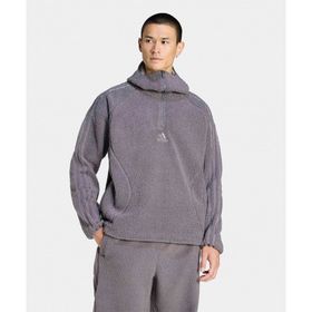 Adidas KR5186-001 Gri Borg Fleece Teamgeist 1/4 Zip Hoodie Erkek Sweatshirt