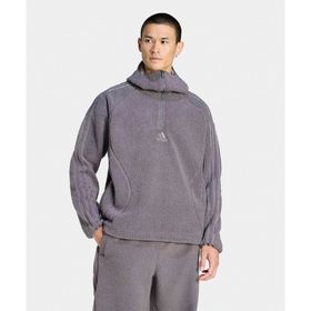 Adidas KR5186-001 Gri Borg Fleece Teamgeist 1/4 Zip Hoodie Erkek Sweatshirt