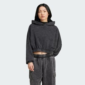 Adidas Lifestyle JJ0333 Kadın Acid-Wash Crop Kapüşonlu Üst